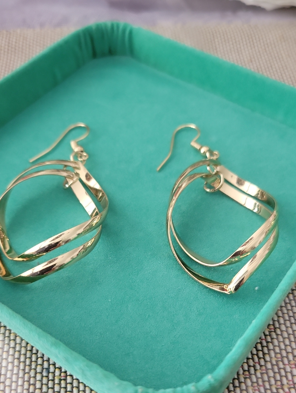Gold Twisted Hoop Drop Earrings - Women Jewelry